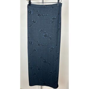VINTAGE 90s Y2K pull on skirt BLUE floral fairy Maxi whimsy USA Size M Club
